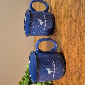 FORD BRONCO Blue Speckled Ceramic Coffee Mugs, Set of 2